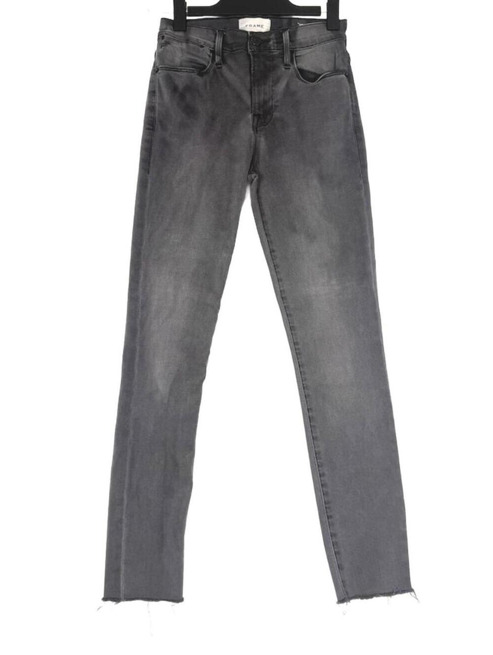 FRAME Le High Skinny Gray Faded Raw Hem High Waisted‎ Jeans Size 25